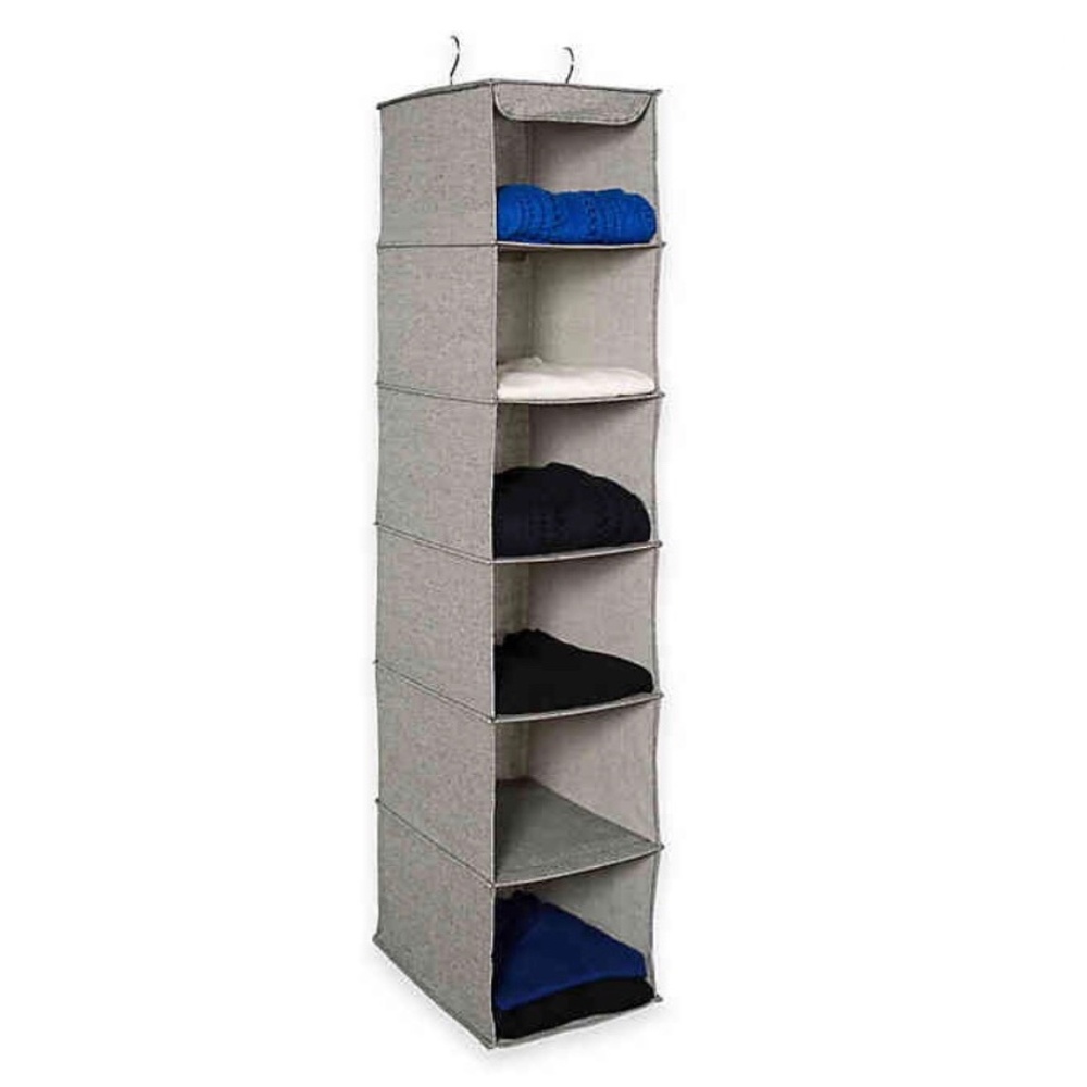 Gray 6 Shelf Hanging Closet Organizer